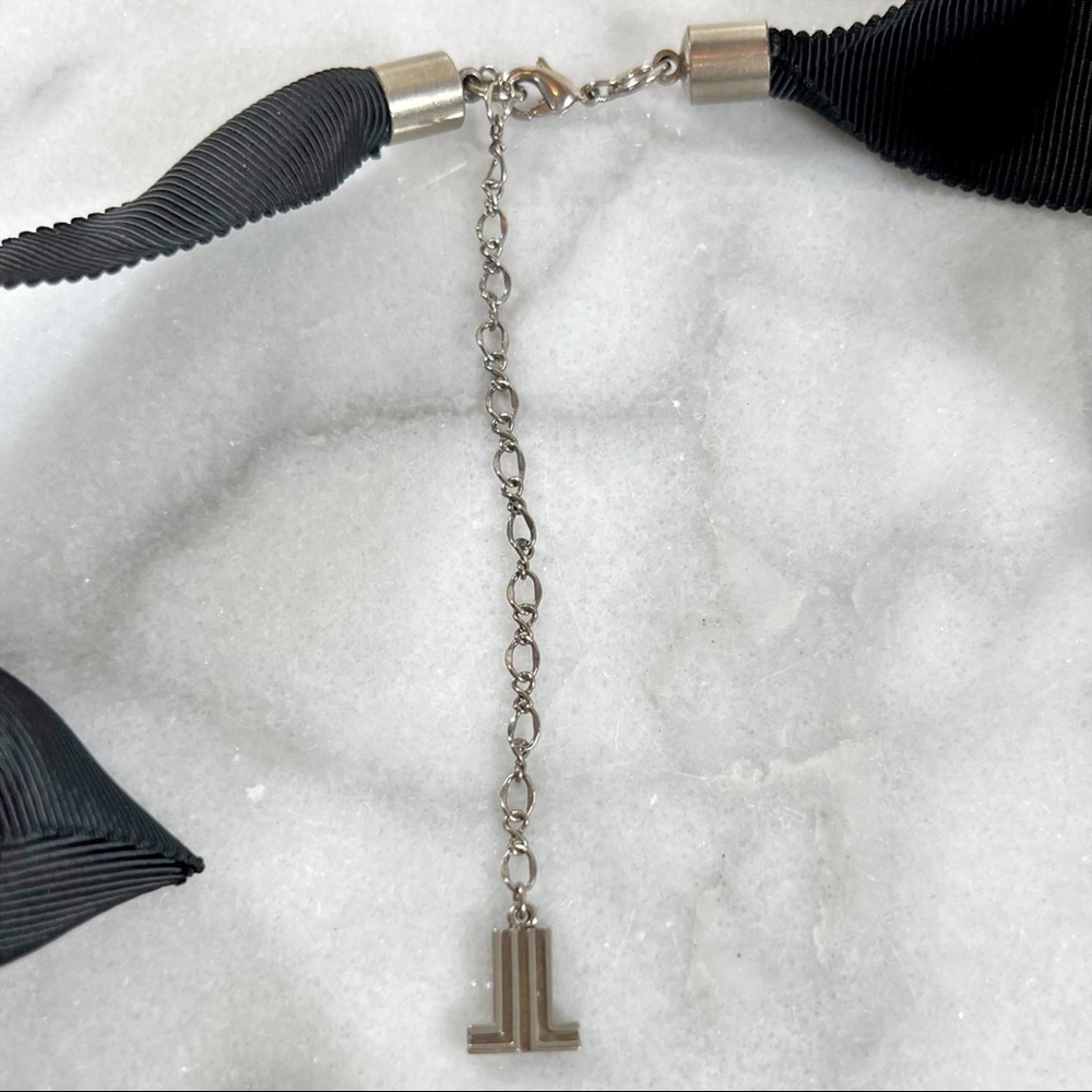 Lanvin Couture Black Silk Ribbon Beaded Long Necklace - Picture 5 of 6